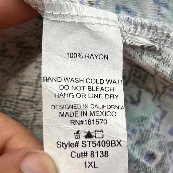 SUGARFOX Coral Ethnic Print Lace Ruffle Hem Top 1XL Women’s PLUS - Picture 14 of 16